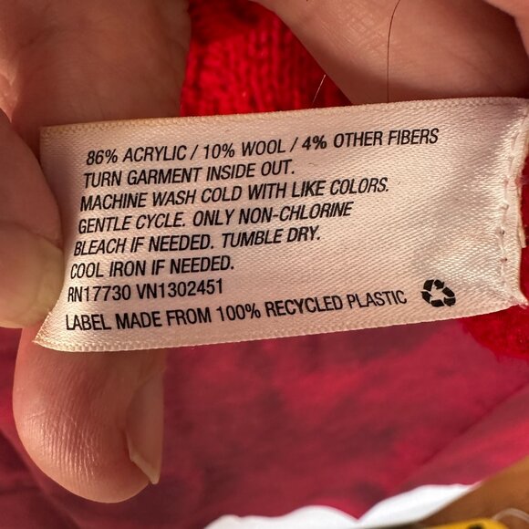 MERONA WOMEN'S PULLOVER SWEATER RED MIXED CABLE KINT CREW NECK SIZE M (MEDIUM ) - Picture 8 of 8